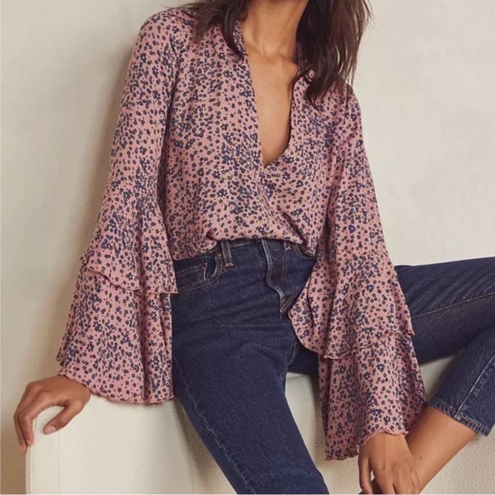 Free People Intimately She’s Ditsy Floral Bell Sleeve Bodysuit